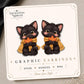 Black Cat with Autumn Scarf Earrings & Pins on original display card