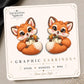 Fall Fox with Pumpkin Earrings & Pins on original display card