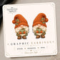 Harvest Gnome with Pumpkins Earrings & Pins on original display card