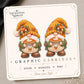 Pumpkin Pie Gnome Earrings & Pins on original display card