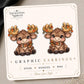 Fall Moose with Plaid Scarf Earrings & Pins on original display card