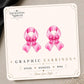 Pink Awareness Ribbon with Bow Earrings & Pins on original display card