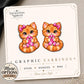 Pink Ribbon Cat Earrings & Pins on original display card