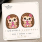 Pink Ribbon Hedgehog Earrings & Pins on original display card