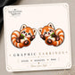 Reclining Red Panda Earrings & Pins on original display card