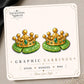 Emerald Crown and Lily Pad Earrings & Pins on original display card