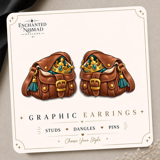 Hidden Treasure Satchel Earrings & Pins on original display card