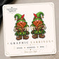 Forest Piper Gnome Earrings & Pins on original display card