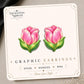 Pink Tulip Earrings & Pins on original display card