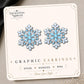 Blue Crystal Snowflake Earrings & Pins on original display card