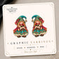 Winter Princess Floral Gnome Earrings & Pins on original display card