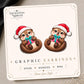 Christmas Otter Earrings & Pins on original display card
