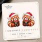 Santa Hat Red Panda Earrings & Pins on original display card