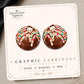 Christmas Cocoa Bomb Earrings & Pins on original display card