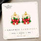 Holly Christmas Candle Earrings & Pins on original display card