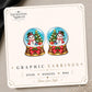 Snowman Snow Globe Earrings & Pins on original display card