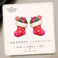 Christmas Stocking Earrings & Pins on original display card