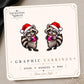Santa Hat Raccoon Earrings & Pins on original display card