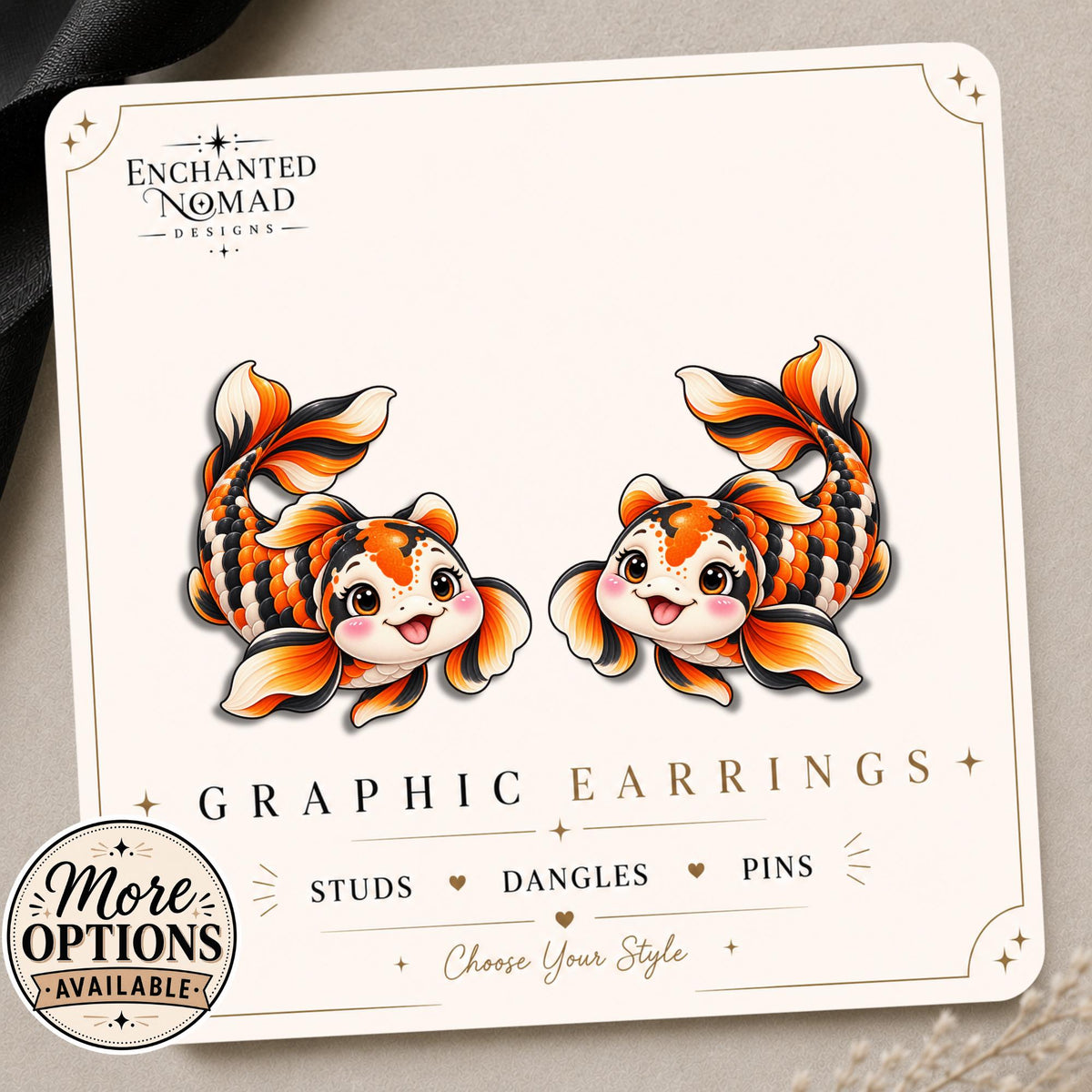 Koi Fish Earrings on original display card