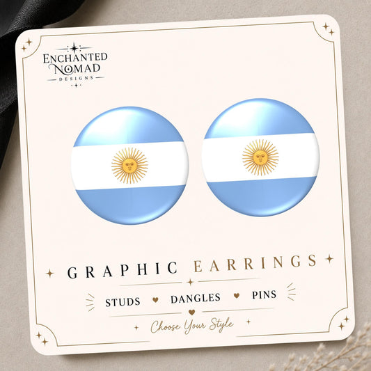 Argentina Flag Earrings & Pins on original display card