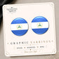 Nicaragua Flag Earrings & Pins on a display card