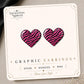 Hot Pink Zebra Heart Earrings & Pins on original display card
