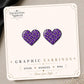 Purple Leopard Heart Earrings & Pins on original display card