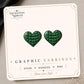 Green Crocodile Heart Earrings & Pins on original display card