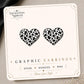 Black White Dalmatian Print Heart Earrings & Pins on original display card