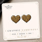 Gold Cheetah Print Heart Earrings & Pins on original display card