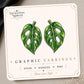 Monstera Adansonii Leaf Earrings & Pins on original display card