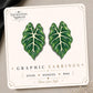 Alocasia Leaf Earrings & Pins on original display card