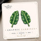 Tropical Banana Leaf Earrings & Pins on original display card