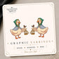 Caged Bird Fairytale Goose Earrings & Pins on original display card