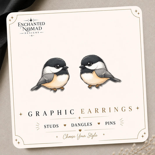 Chickadee Stud Earrings | Lightweight Nature Inspired Bird Jewelry