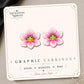 Pink Flower Frog Earrings & Pins on a display card