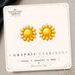 Golden Sun Earrings & Pins on a display card