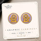 Spinning Wheel Earrings & Pins on a display card