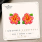 Hibiscus Flower Earrings & Pins on a display card