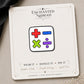 Math Symbol Earrings & Pins on a branded display card