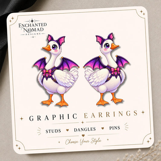 Bat Goose Earrings & Pins on original display card