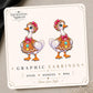 Gingerbread Goose Earrings & Pins on original display card