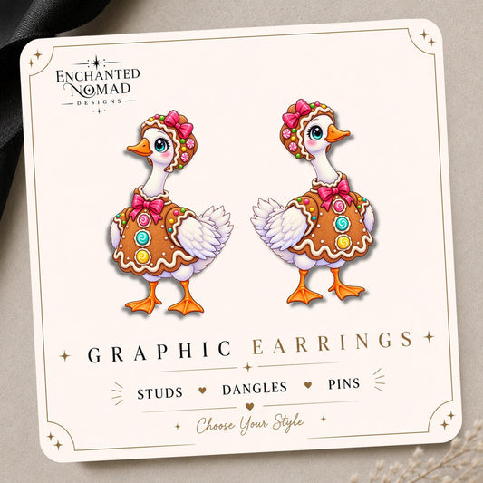 Gingerbread Goose Earrings & Pins on original display card