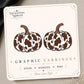 Cow Print Pumpkin Earrings & Pins on original display card