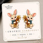 Harvest Rabbit with Corn Earrings & Pins on original display card