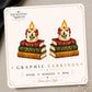 Cozy Candle and Books Earrings & Pins on original display card