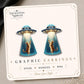 UFO Cat Earrings & Pins on a display card