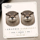 River Otter Earrings & Pins on a branded display card