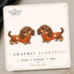 Fall Dachshund in Pumpkin Sweater Earrings & Pins on original display card