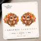 Fall Leaf Turkey earrings and pins on a tilted Enchanted Nomad Designs display card